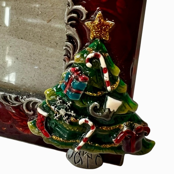 Red Decorative Epoxy Photo Frame with Christmas Tree Accent EUC - Picture 2 of 7